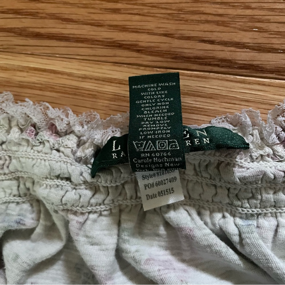 Lauren Ralph Lauren Nightgown Womens Large White Pink Floral Print Cottagecore - Picture 9 of 11